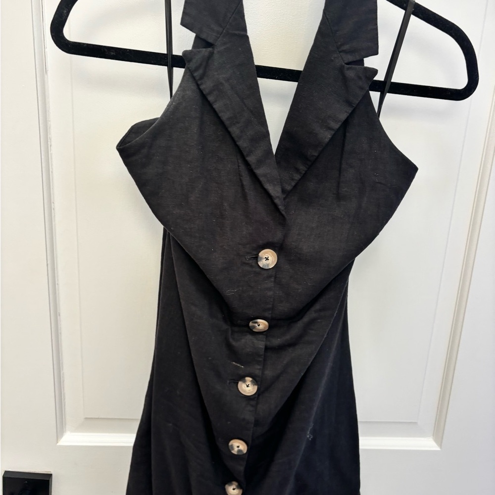 Tularosa Black Strapless Button Dress